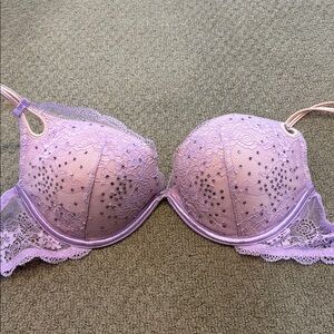 Victoria's Secret Purple Underwire Bra with Lace and Sparkle